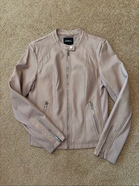 Express Women's Blush Pink Faux Leather Moto Jacket